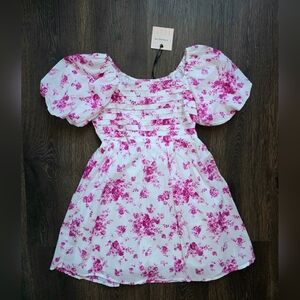 Love Squared Girls porcelain pink floral toile dress